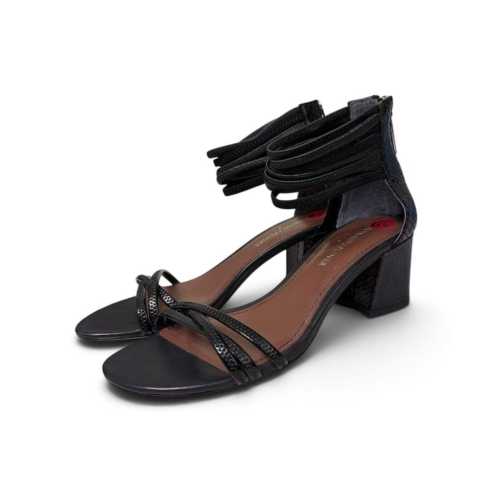DONALD J PLINER Women's Essie Dress Sandal Size 6.5  Black Zipper Back